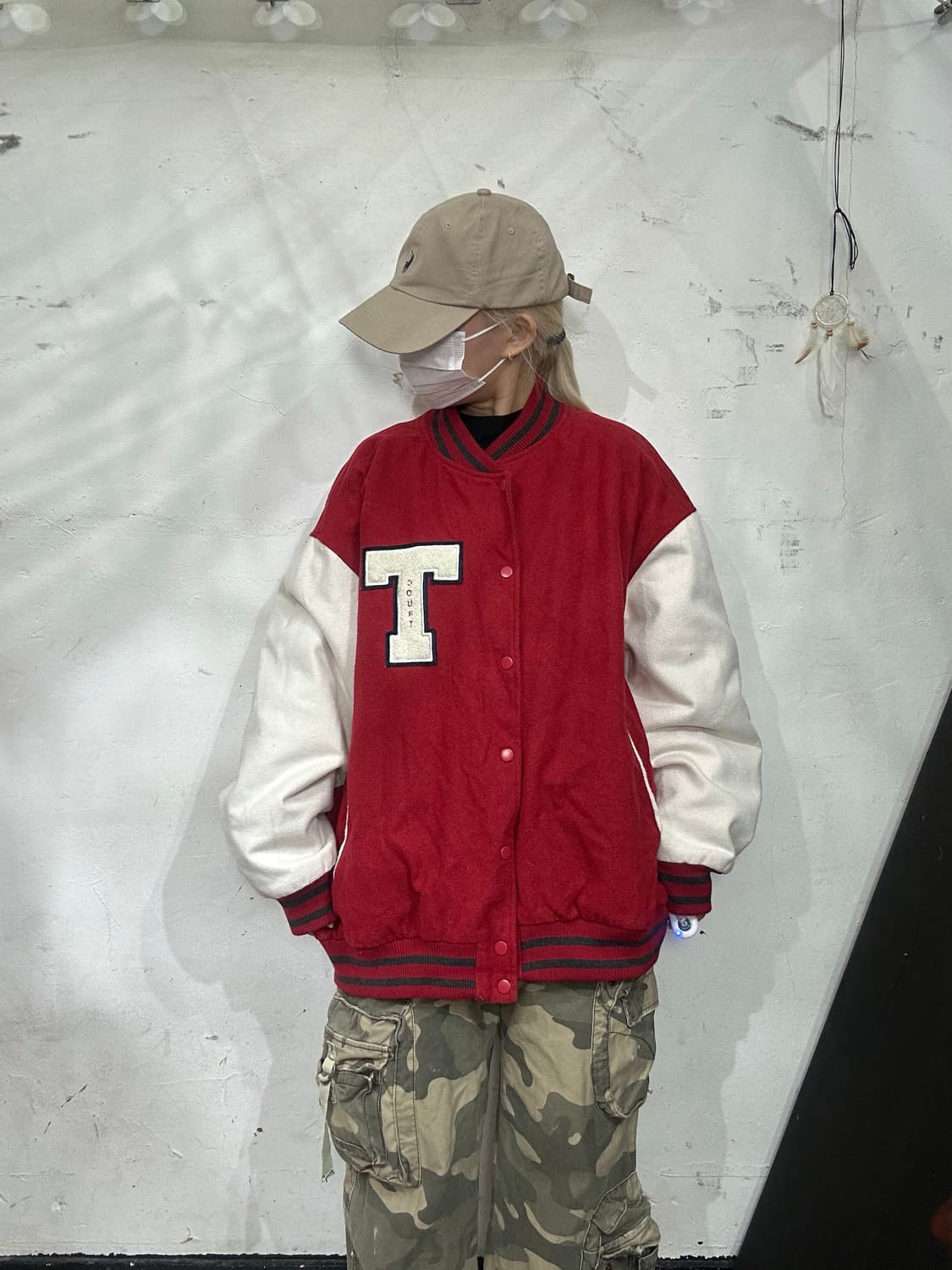 일본 빈티지 WEGO 레드 가죽 바시티 점퍼 스타디움 자켓 L 상품이미지2