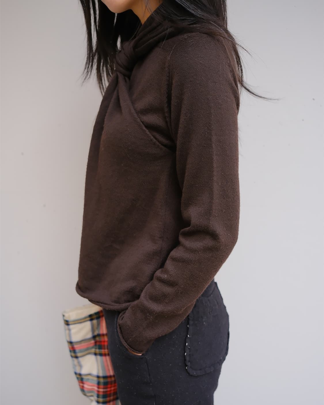 Knotted neck knit top  상품이미지3