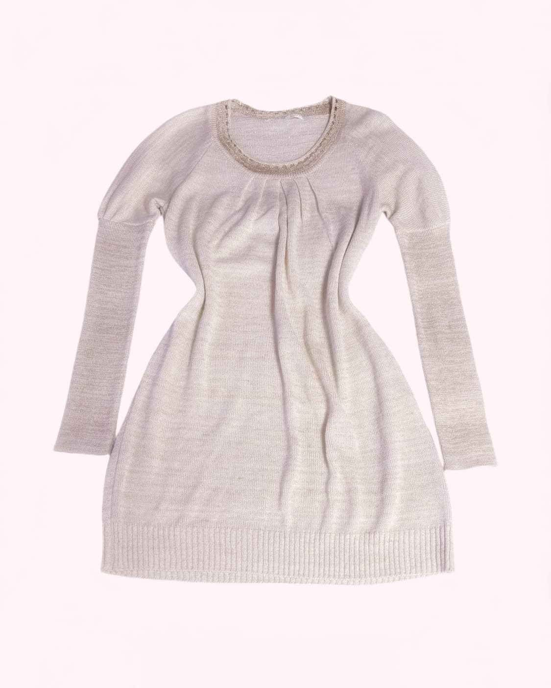 으른갸루 퍼프 소매 포인트 딱붙 유넥 금사 포인트 니트 원피스  상품이미지1