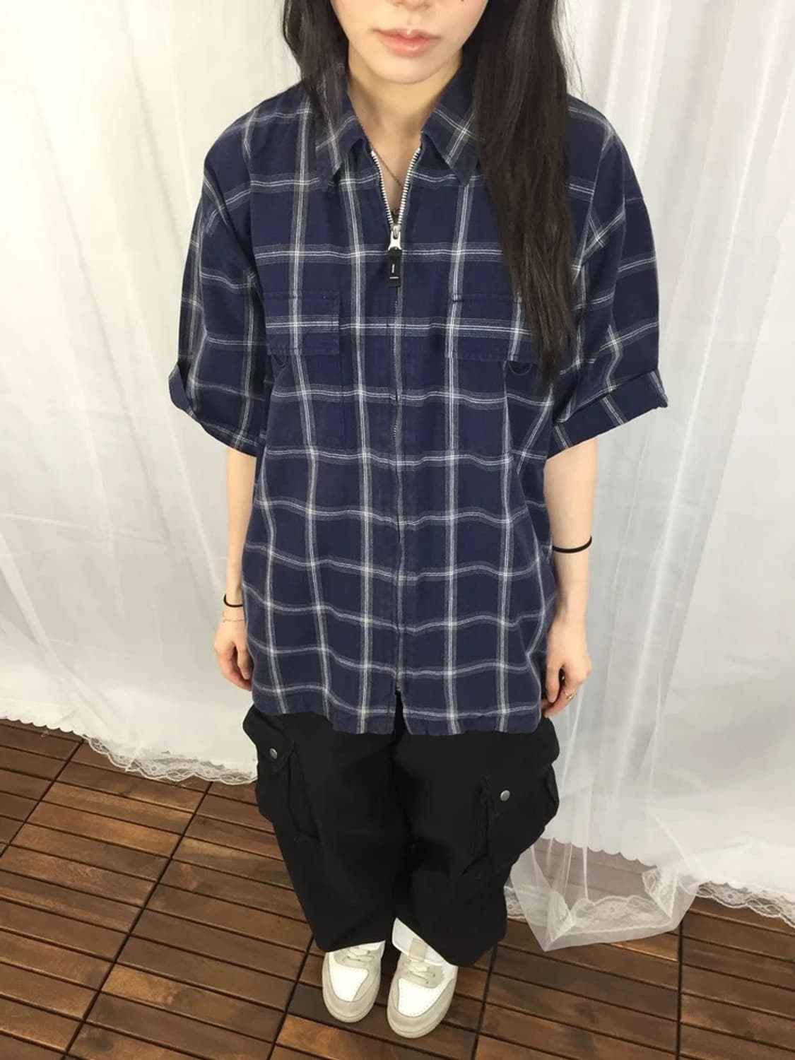 Hill Crop Check Zip Shirt 상품이미지2