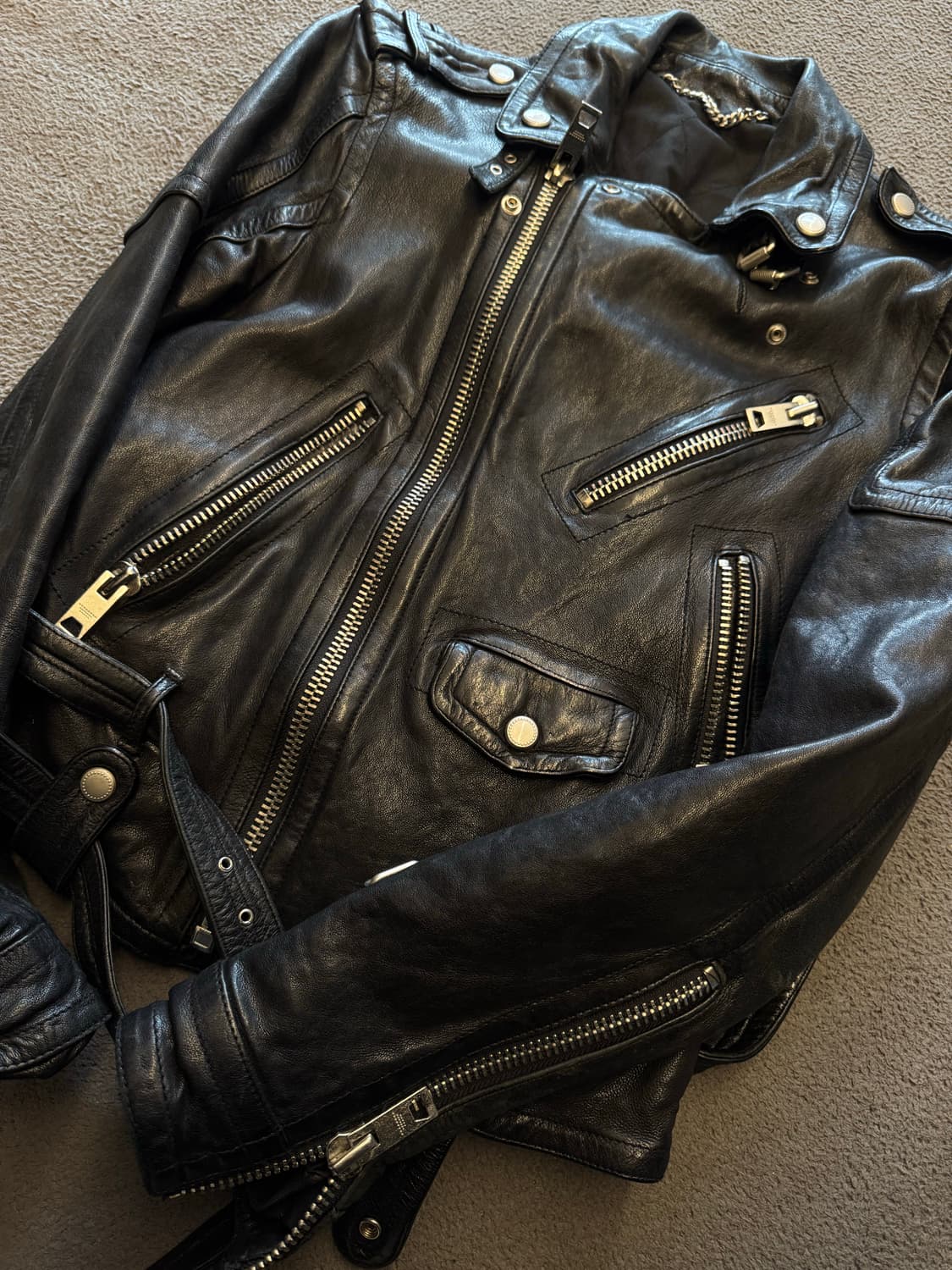 이태리 수입 양가죽 라이더자켓 처분  상품이미지2