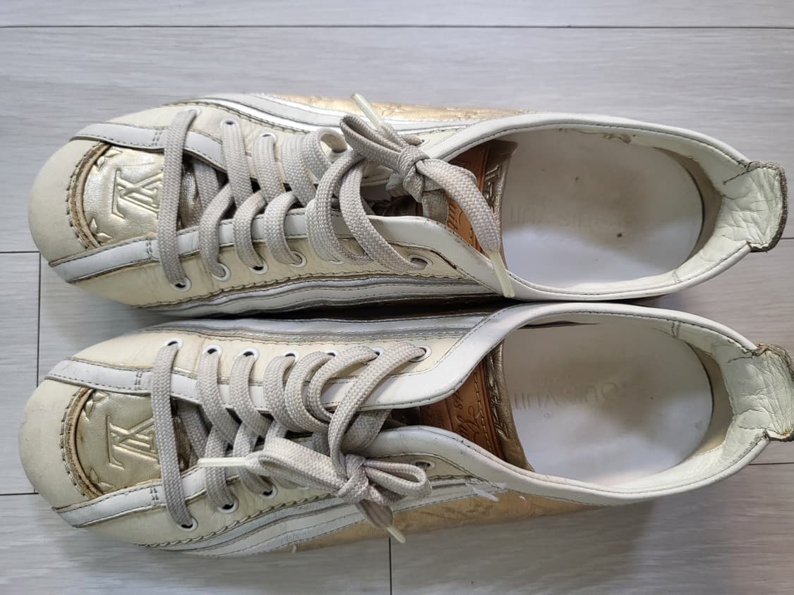 (정품)루이비통 여성 가죽 스니커즈 아이보리/골드 230 상품이미지2