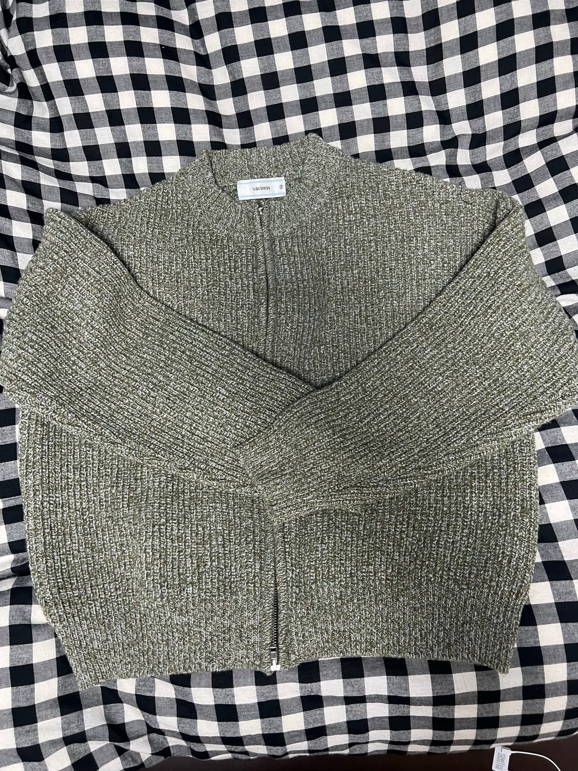 웨이비니스 타임리스 풀 집업 니트 -포레스트 그린- 상품이미지3