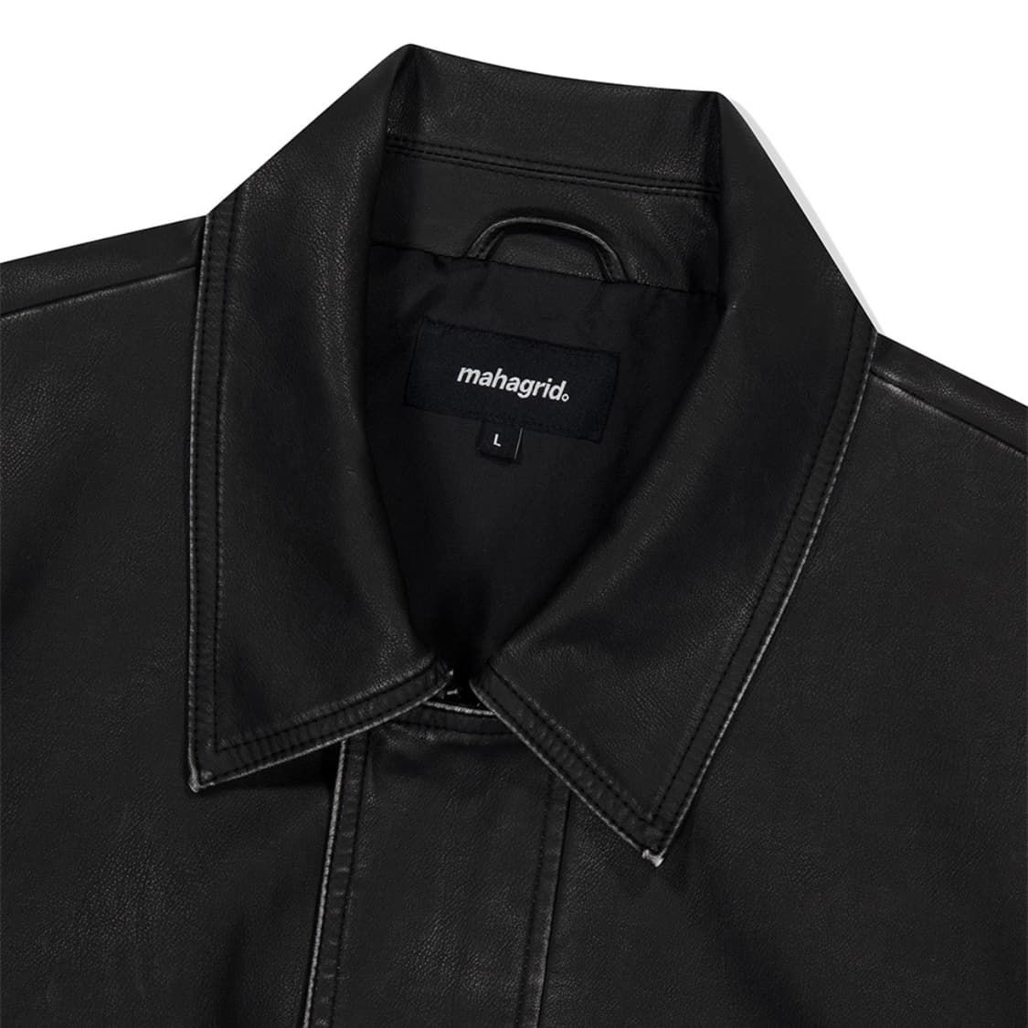 WASHED FAUX LEATHER BLOUSON BLACK|레더자켓 상품이미지3