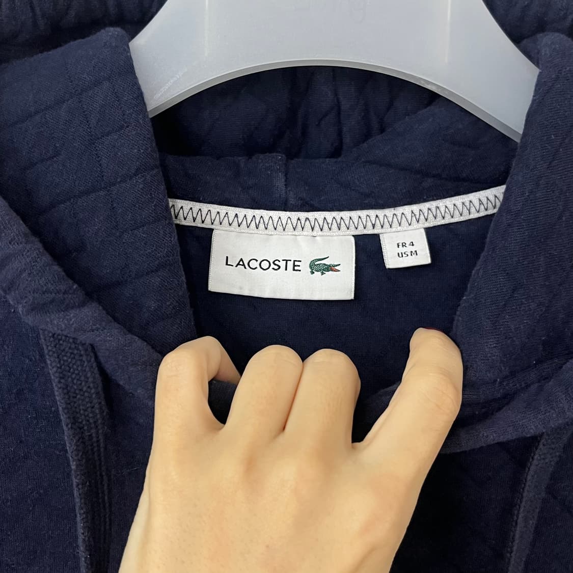라코스테 자수로고 누빔 퀄팅 네이비 후드티 상품이미지5