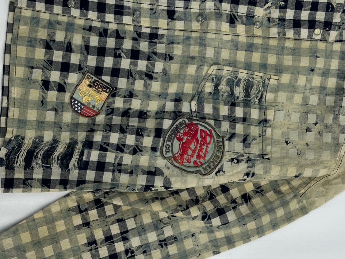 ⭐️빈티지 워싱 네이비 체크셔츠 ⭐️패치 보헤미안 펑크 y2k 상품이미지5