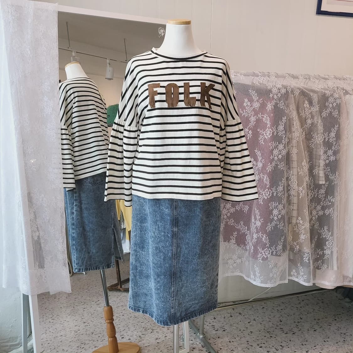 Folk 프릴 8부 소매 티셔츠 상품이미지2