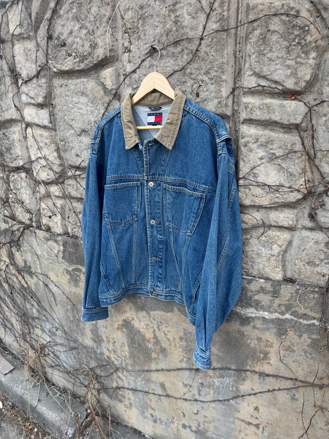 90s 타미힐피거 빈티지 빅 로고 데님 자켓 L 상품이미지3
