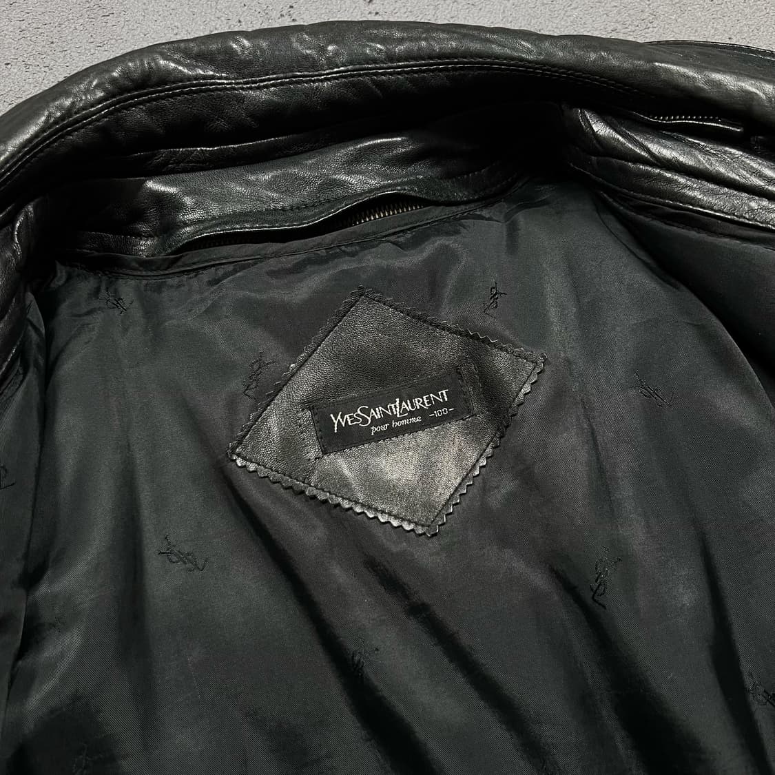 90's 입생로랑 양가죽 블루종 봄버 레더 자켓 상품이미지8