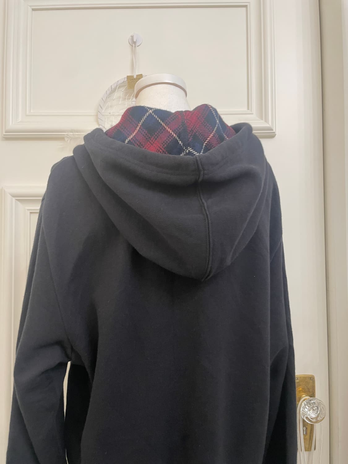 black hoodie check point over hoodie-zip 상품이미지4