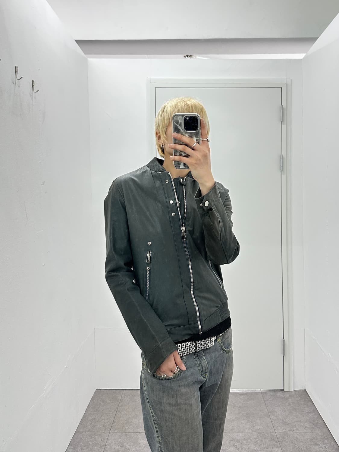 Intermezzo Faded Slim Leather Bomber 상품이미지3