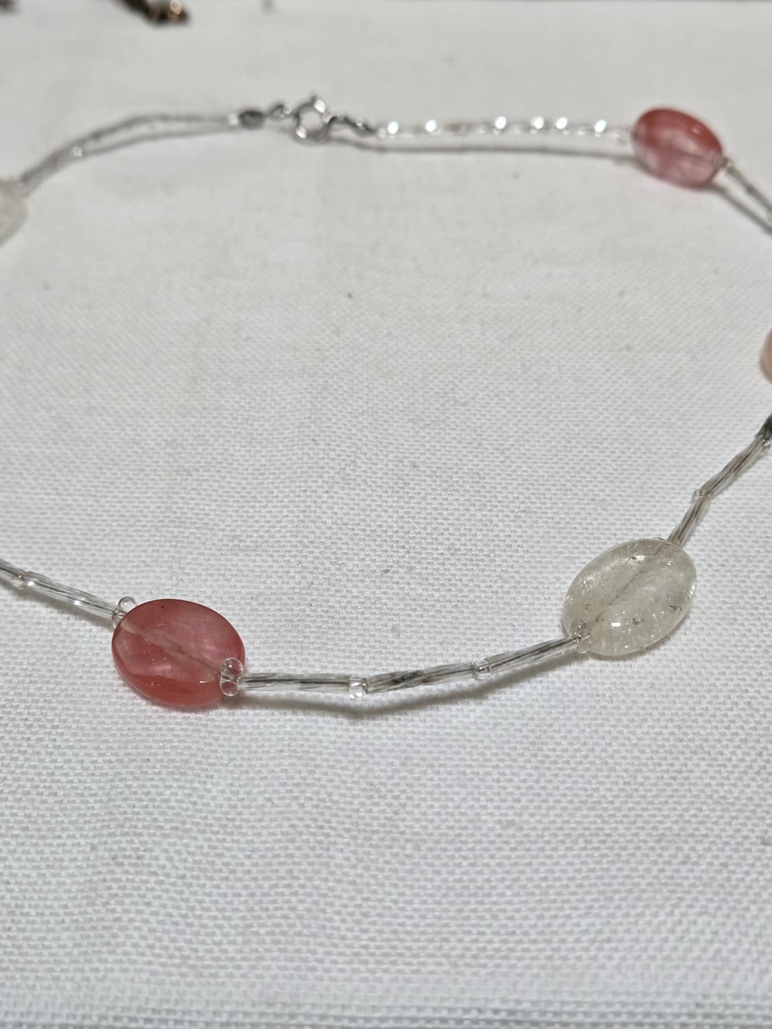 빈티지 믹스 원석 목걸이 크랙수정 로즈톤 내포수정 포인트 상품이미지6