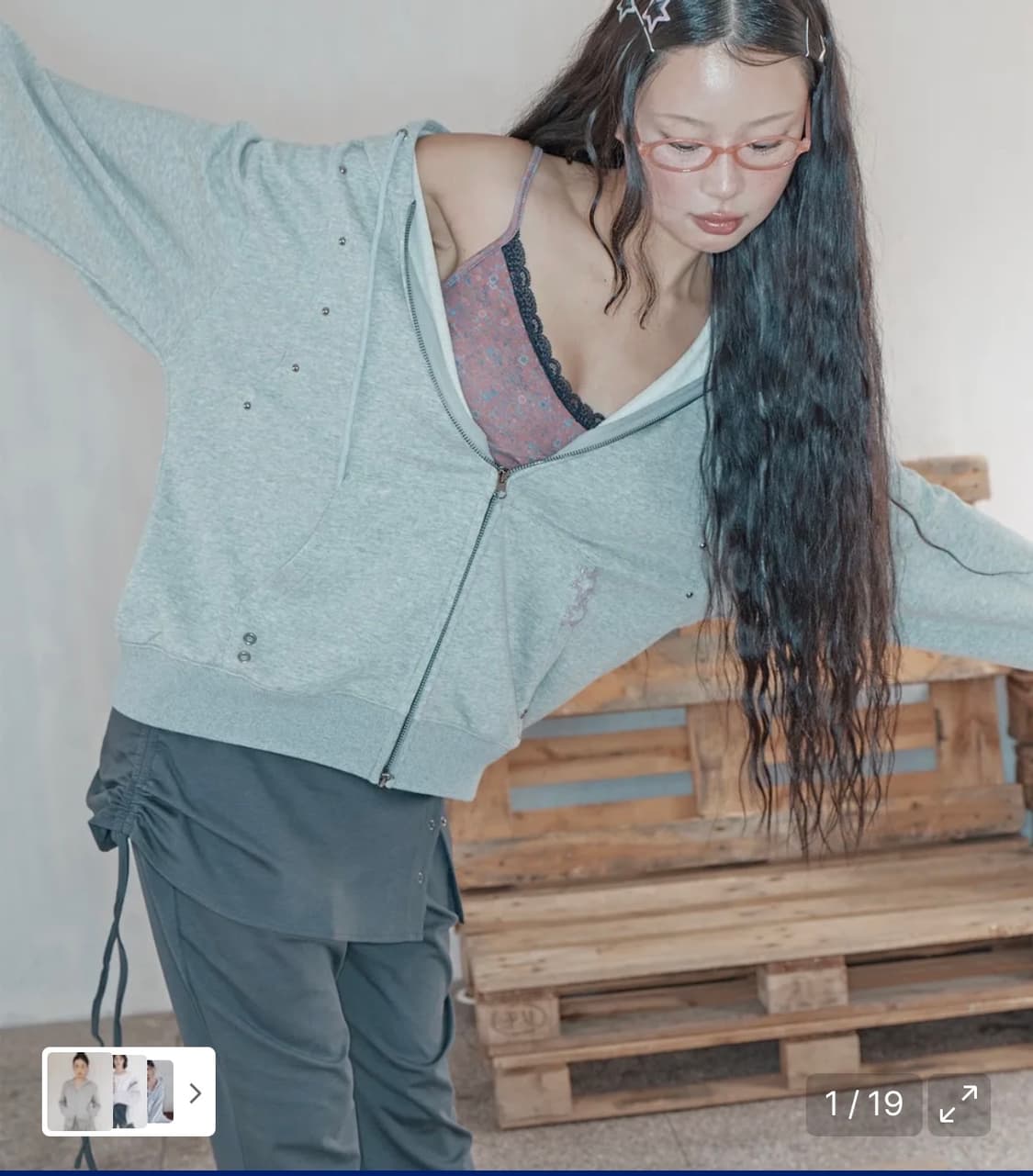 미쏘 스터드 후드집업 m(95) 상품이미지2