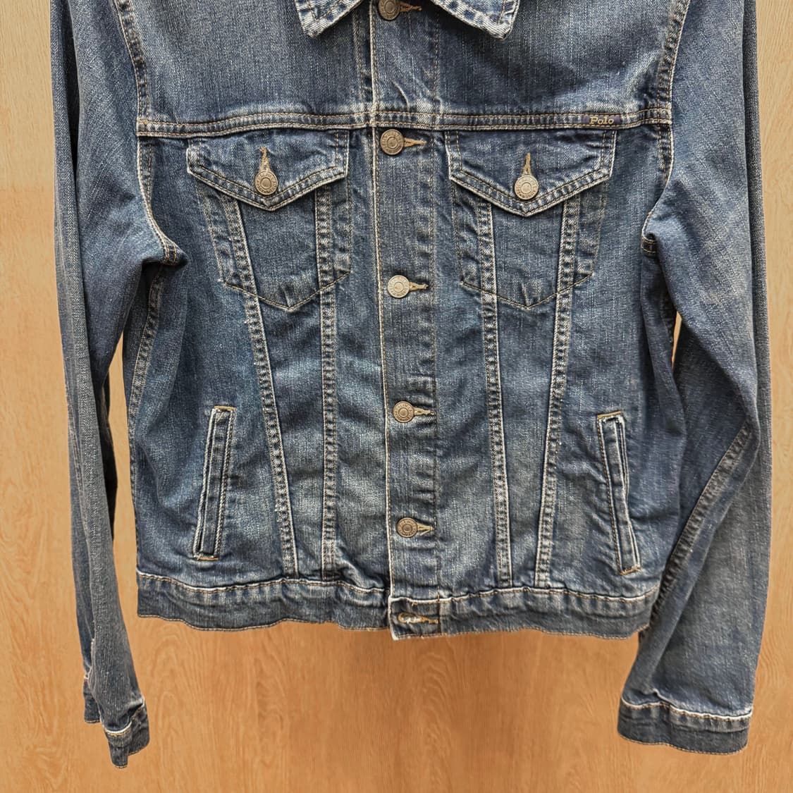 폴로 랄프 로렌 코튼 데님 자켓 사이드 버튼 스트랩 디테일 딥 인디고 상품이미지5