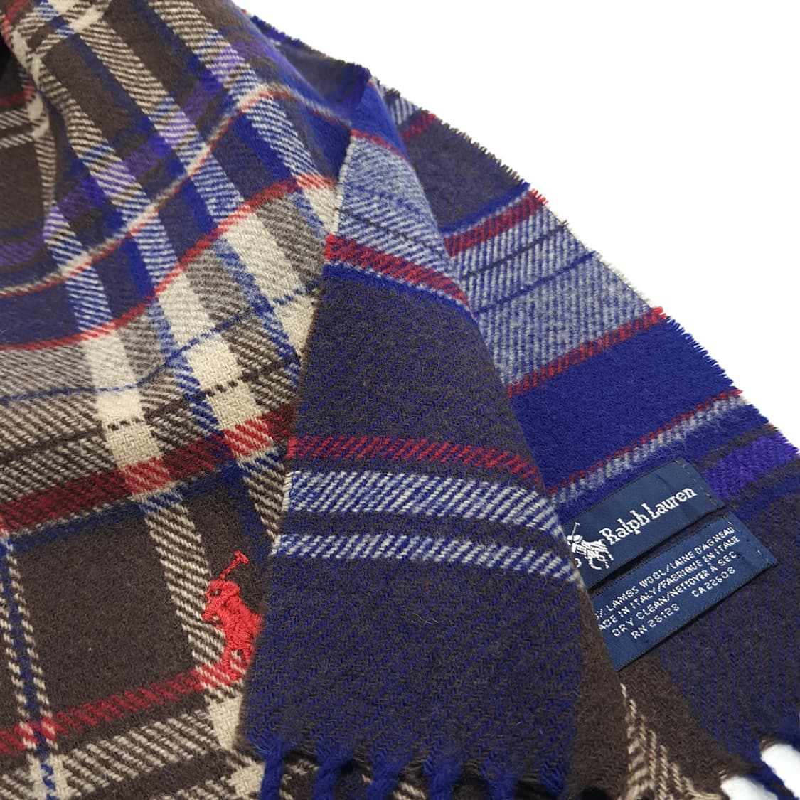 MX321 폴로 랄프로렌 네이비잉크 타탄체크 램스울 목도리 머플러 상품이미지5