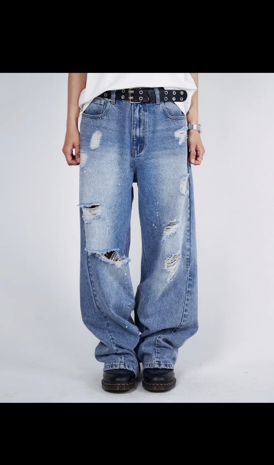 슬로우애시드 디스트로이드 데님팬츠 상품이미지1