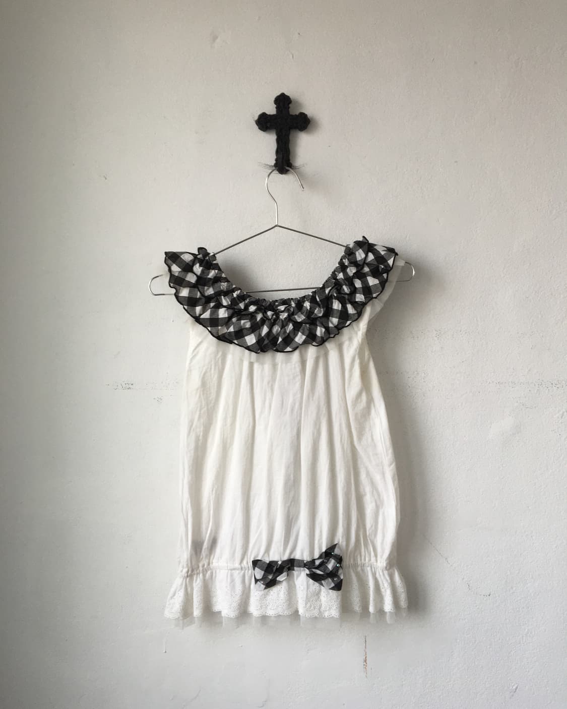 Check pattern frill point sleeveless 상품이미지4
