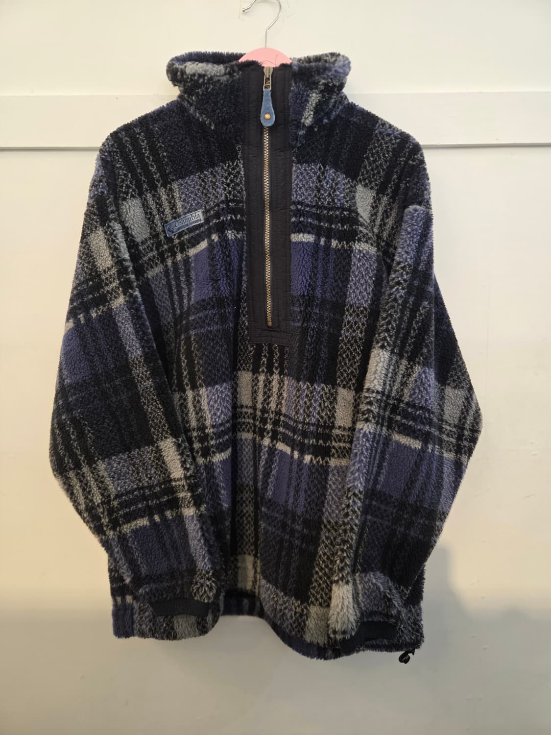 90s 빈티지 콜롬비아 타탄체크 쿼터집 플리스 상품이미지1
