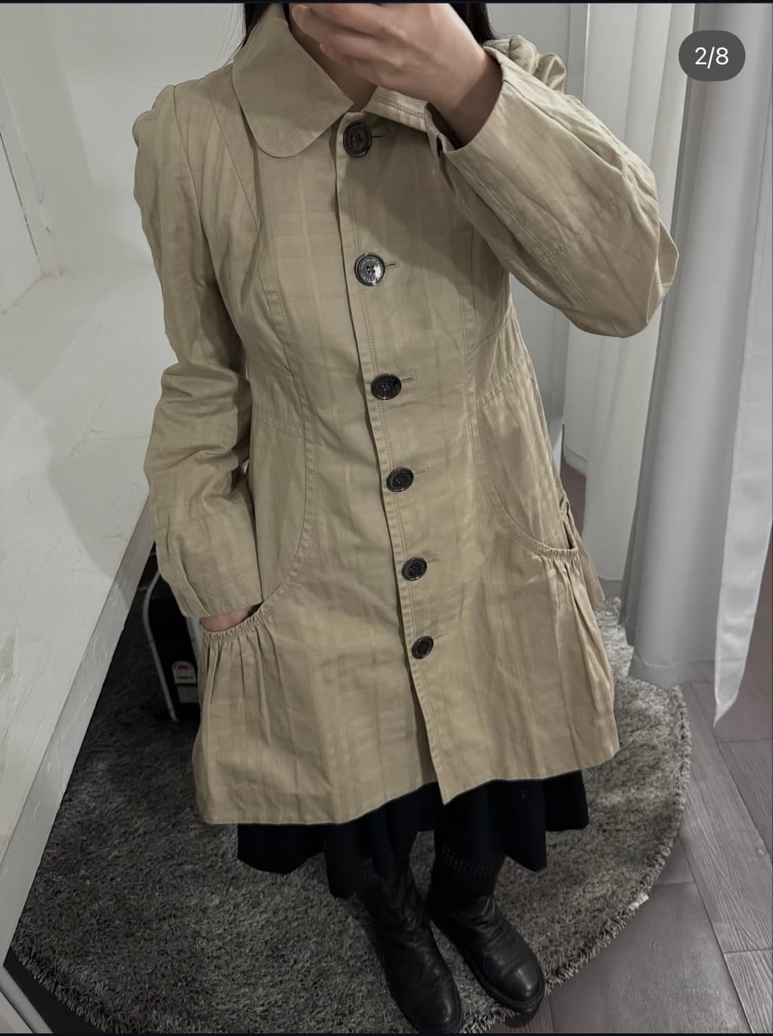 burberry blue label pleats detail coat 상품이미지2