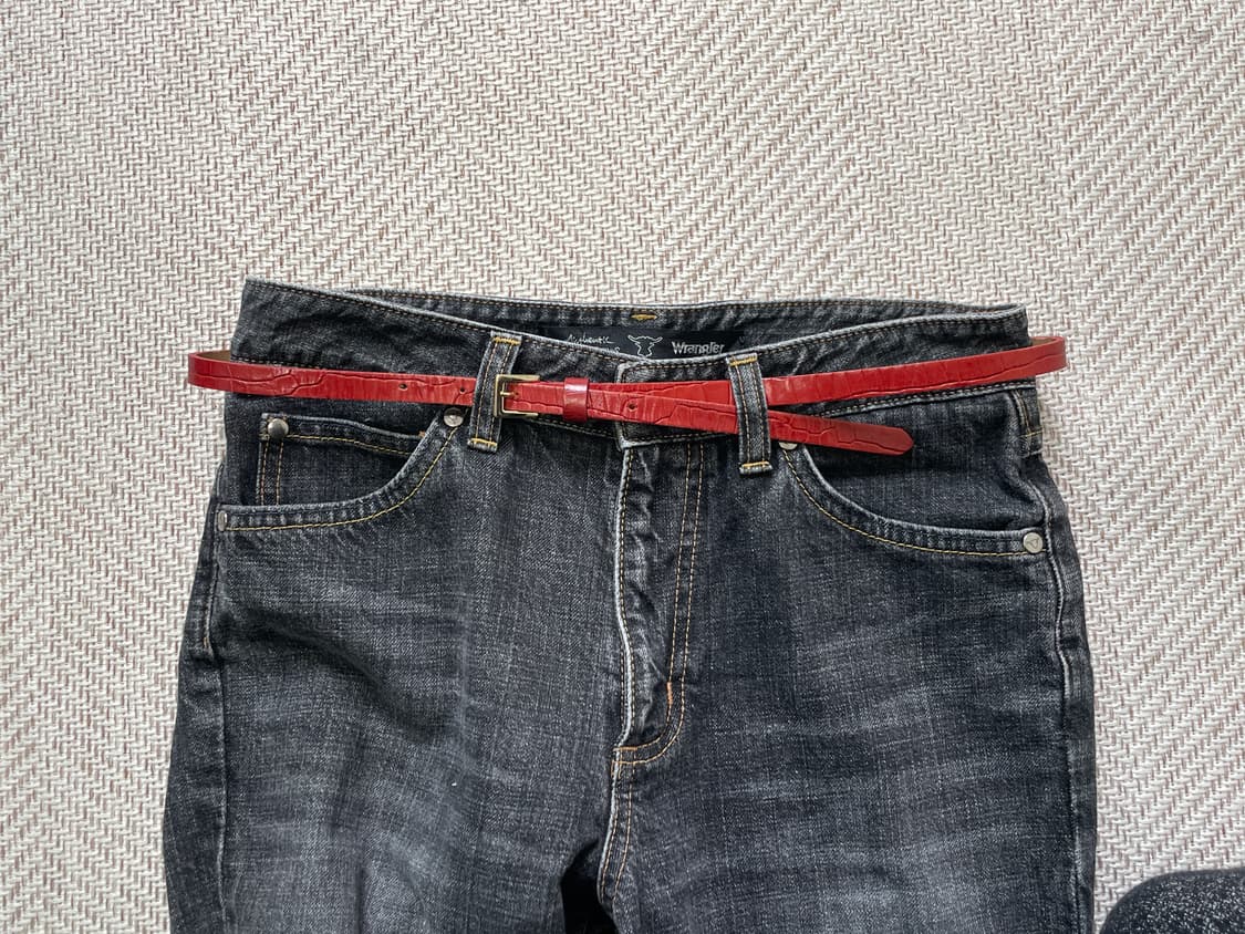 빈티지 레드 슬립 벨트 J04076 상품이미지1