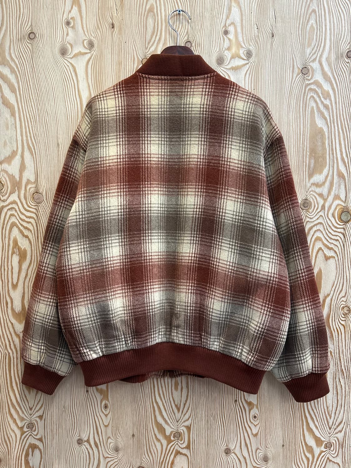 90s 라코스테 체크 모직 블루종 상품이미지3