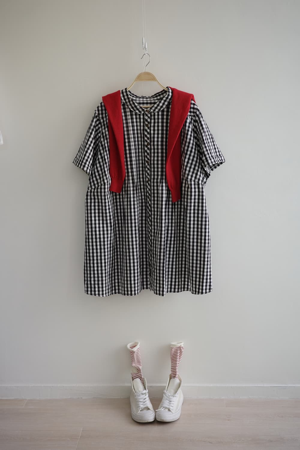 Smile Land 
• 블랙체크 둥근 카라 셔츠 원피스 상품이미지9