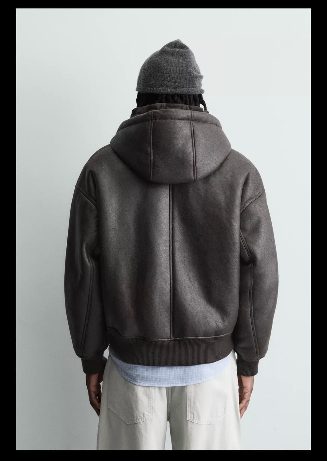 자라 페이크 레더 후드집업 상품이미지2