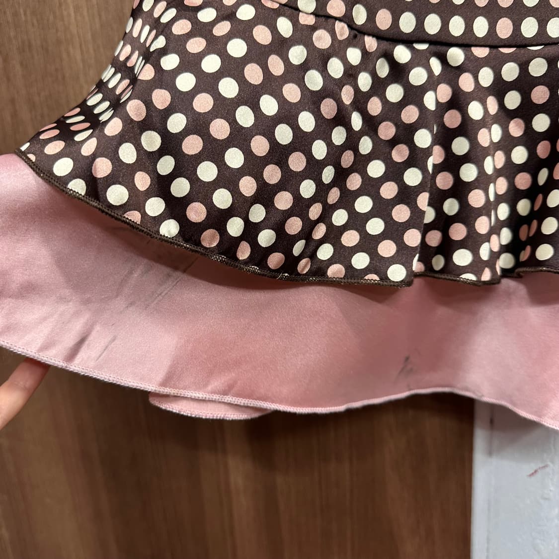 Retro Dot Ribbon Detail Satin Slim Dress 상품이미지8