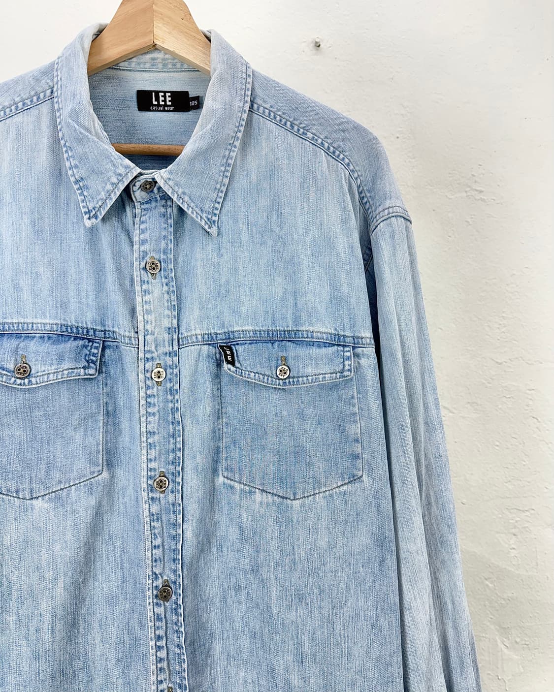리 투포켓 연청 데님 셔츠 상품이미지3