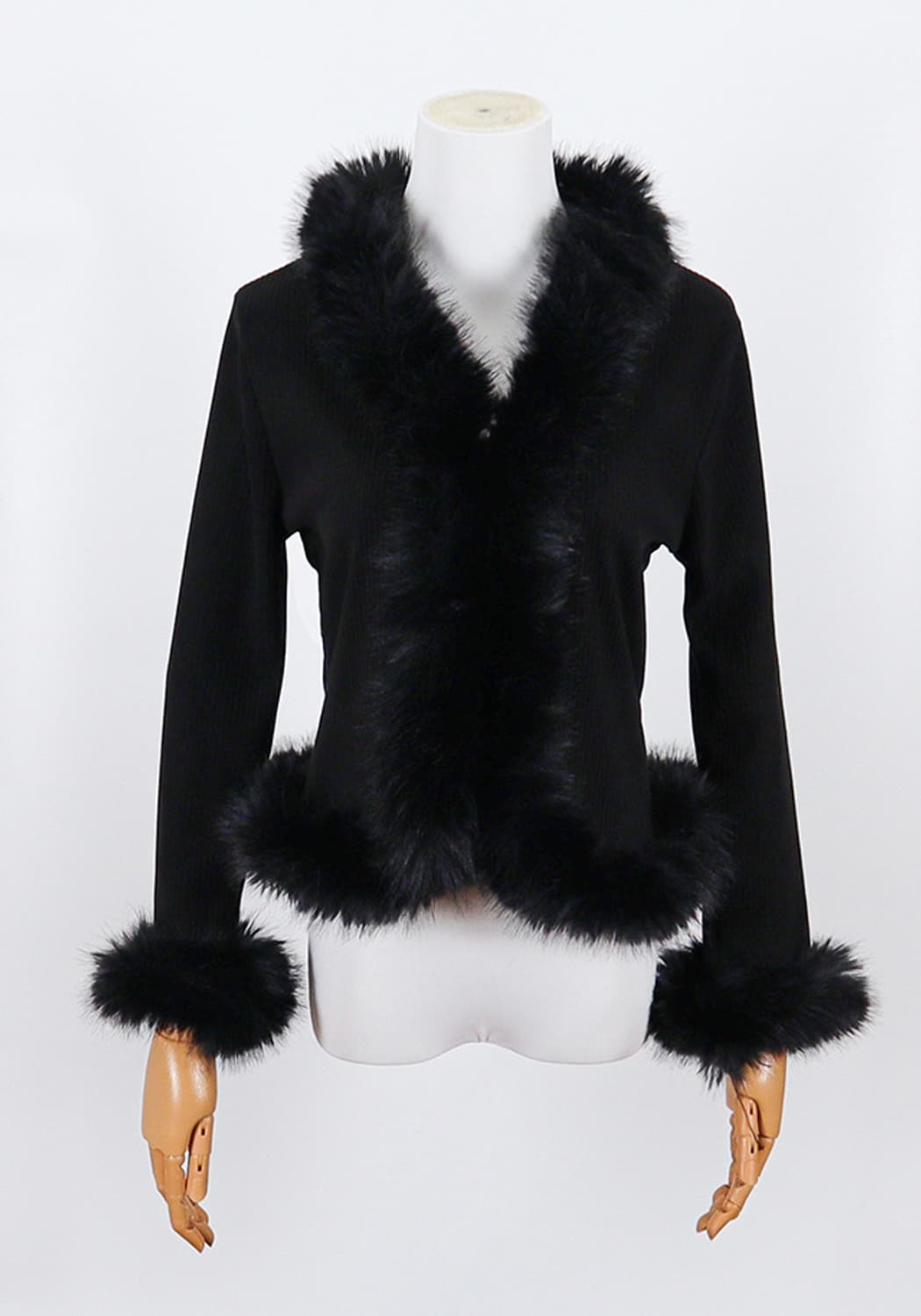 연말 파티룩 퍼트리밍 가디건 블랙 상품이미지1