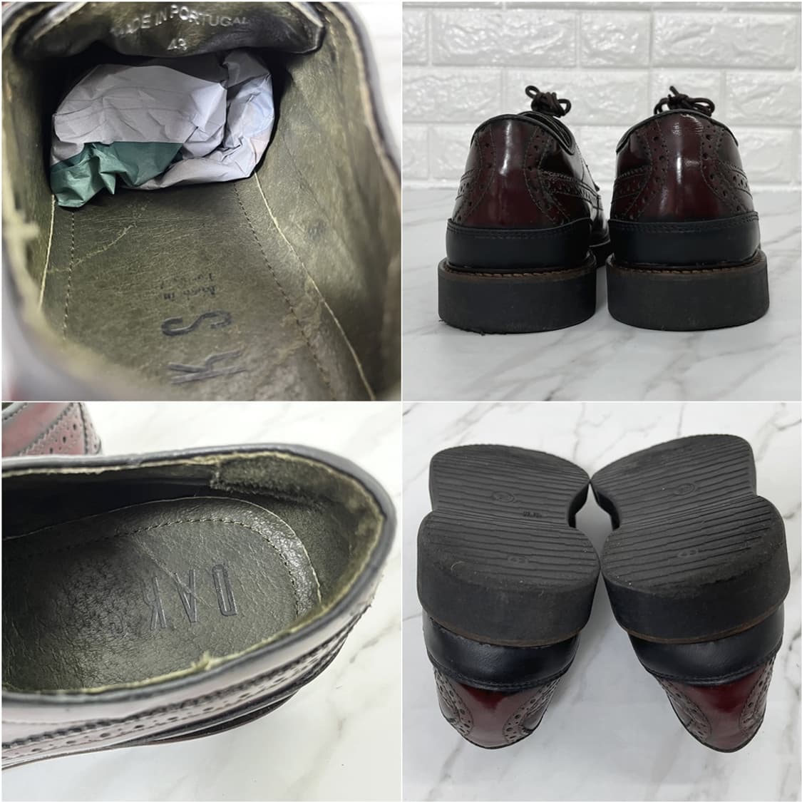 닥스 포르투갈산 버건디 윙팁 구두 275 상품이미지6
