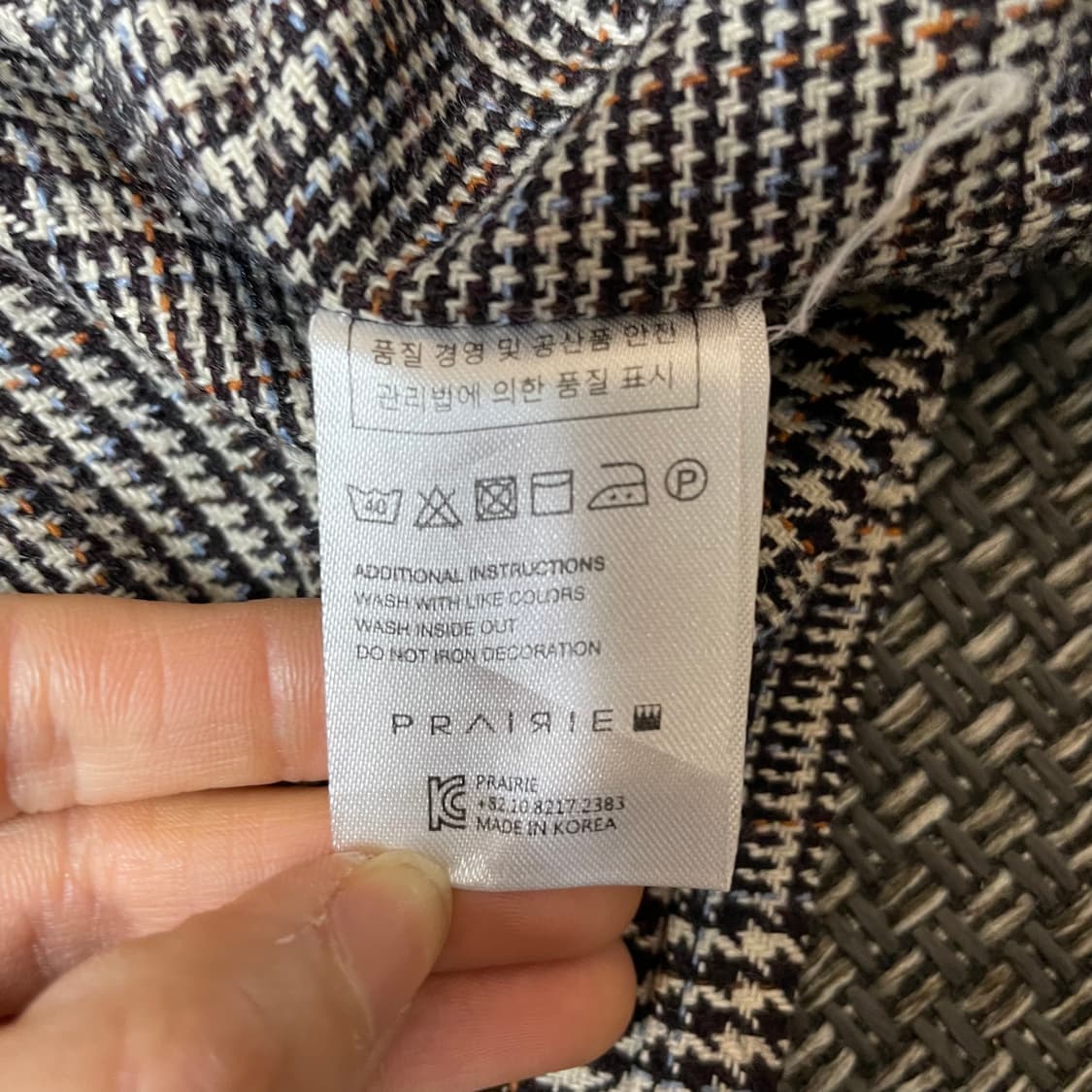 빈티지 브라운 하운드체크 자수 워크 셔츠 자켓 S 상품이미지4