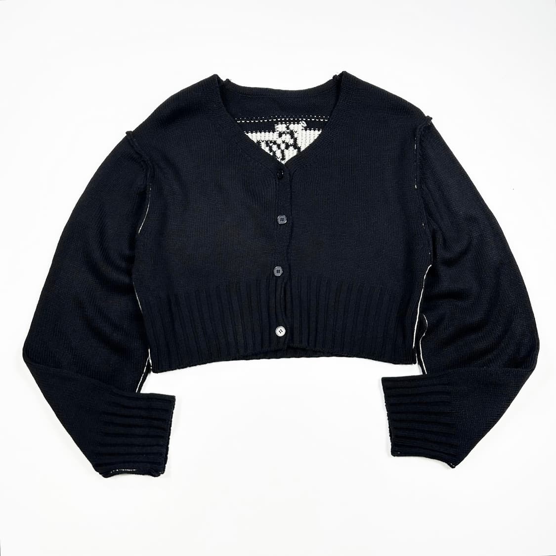 VTG 빈티지 레터링 여성 크롭 니트 가디건 블랙 여성M 상품이미지3
