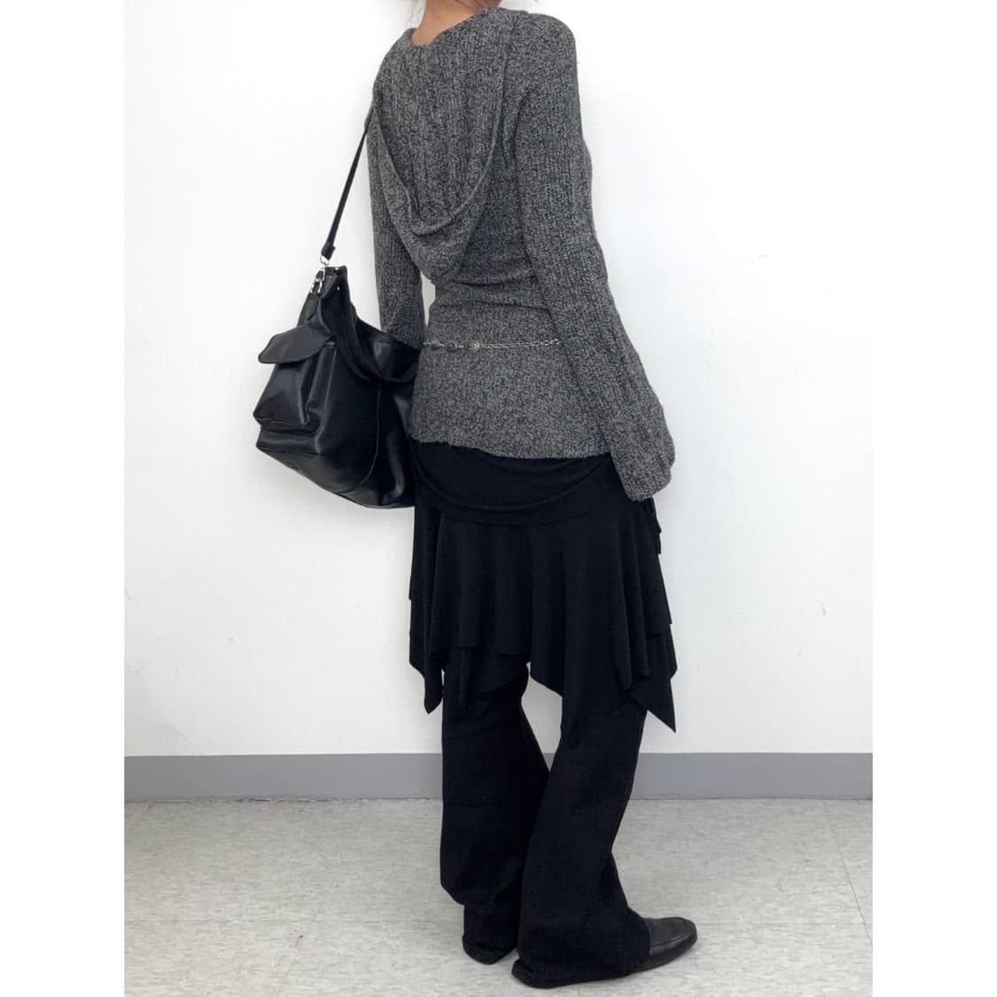 빈티지 그레이 니트 후드티 상품이미지4