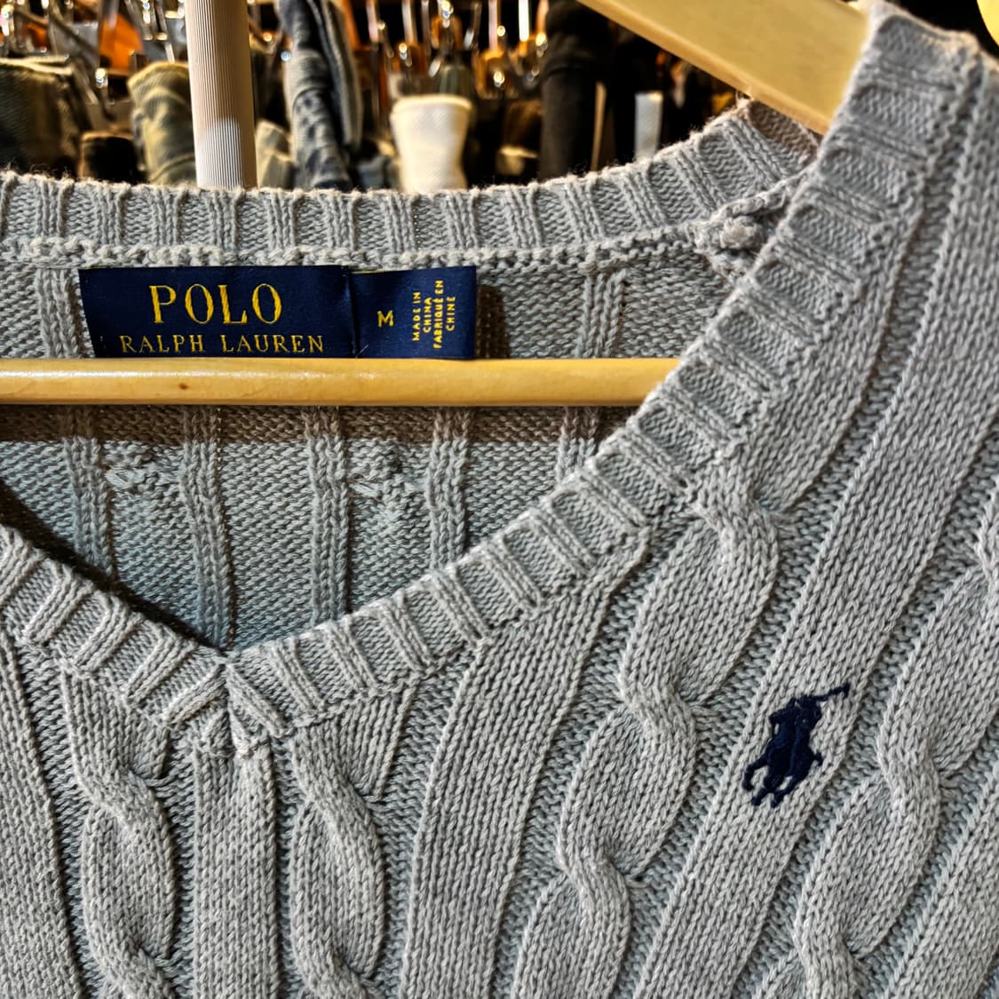 폴로 랄프로렌 브이넥 꽈배기 니트 그레이 M 상품이미지2