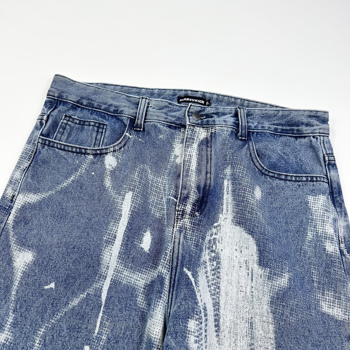 네스티킥 페인팅 와이드 데님 팬츠 (34인치) 상품이미지4