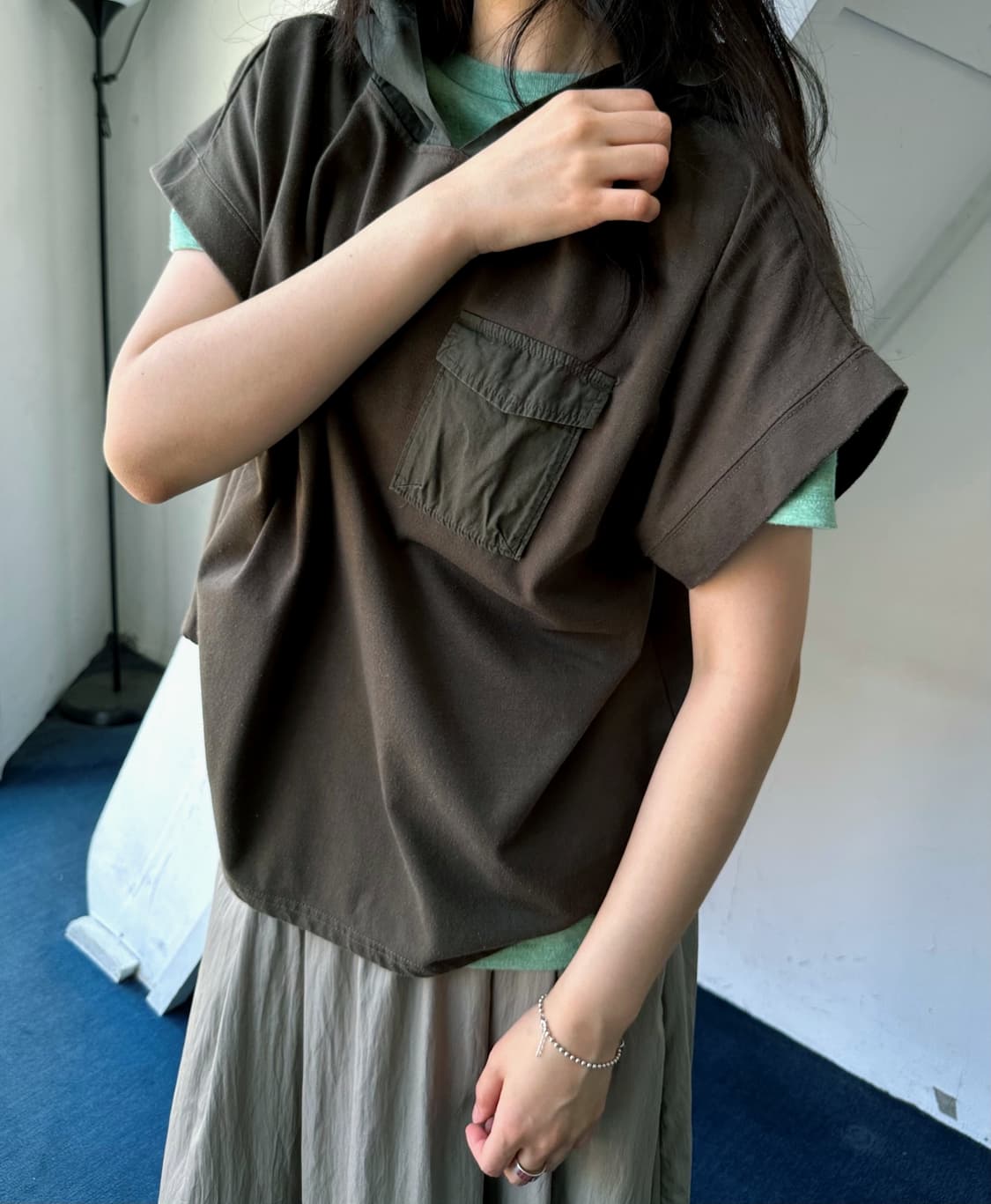 Wide design hooded pullover top 상품이미지6
