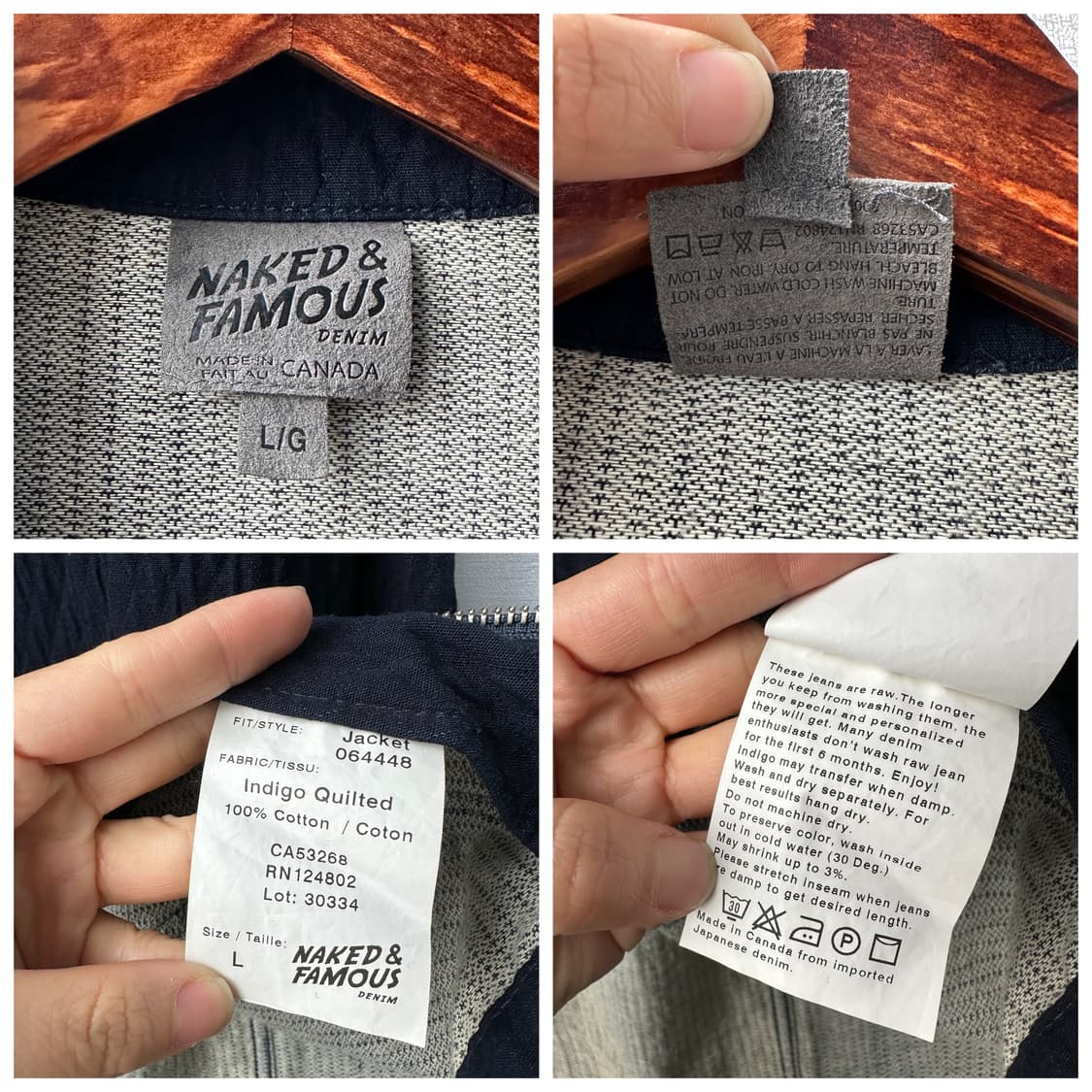 Naked & Famous 퀼티드 인디고 데님 블루종 자켓 L 상품이미지10