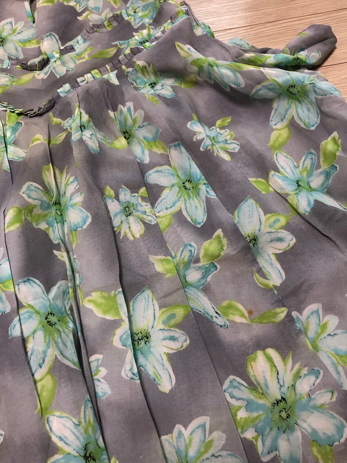 핀턱 프릴 민트 플로럴 꽃 나시 원피스 상품이미지8