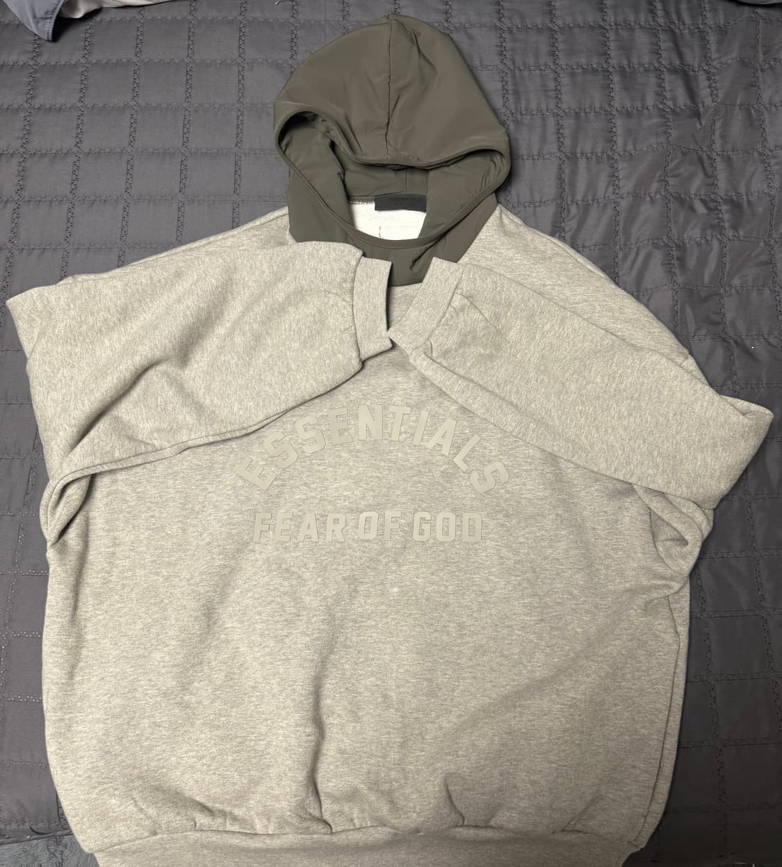 ( L ) 에센셜 나일론 플리스 후드 다크 헤더 오트밀 잉크 - 24SS 상품이미지1