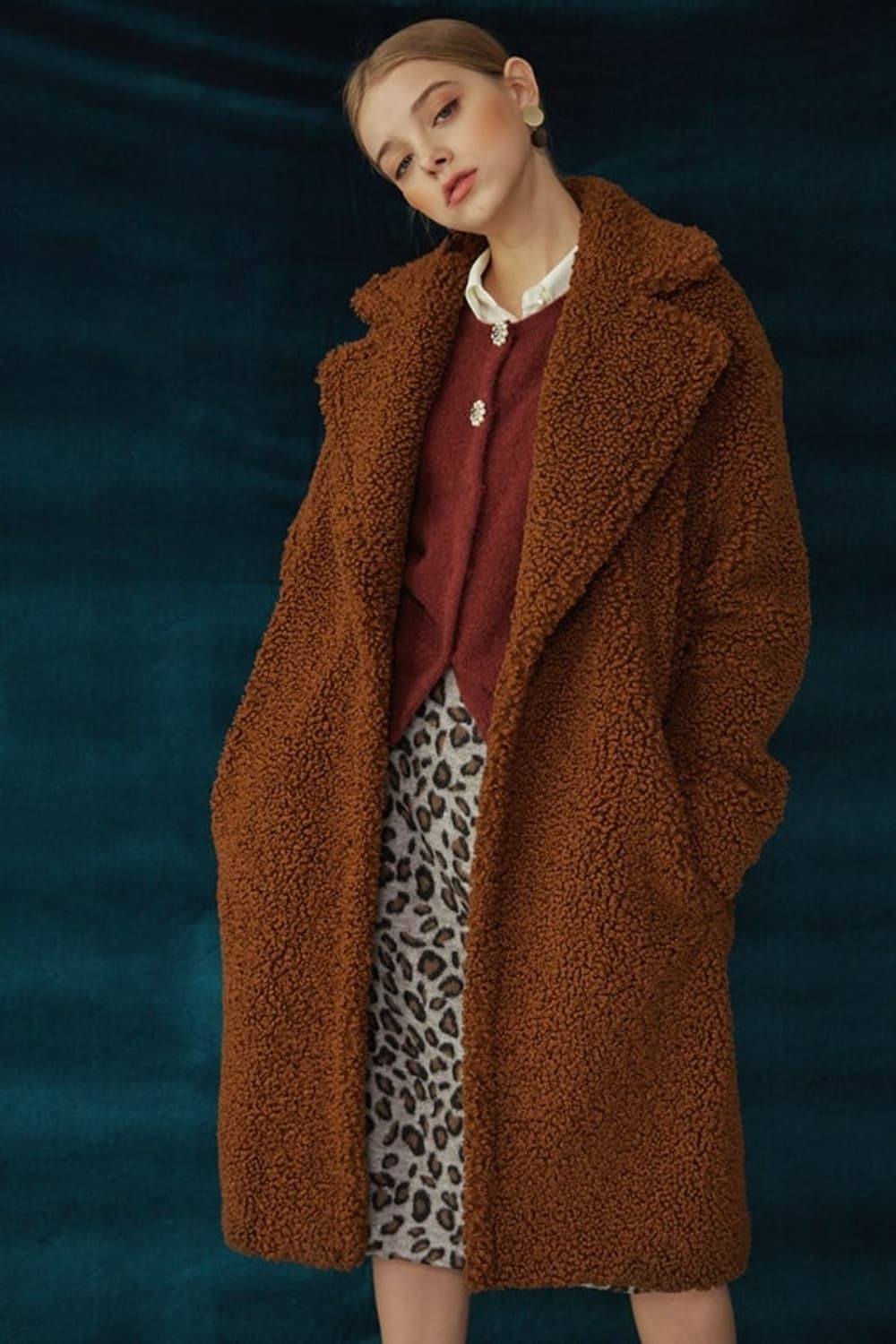 레니본 여성 테디베어 롱코트  상품이미지1