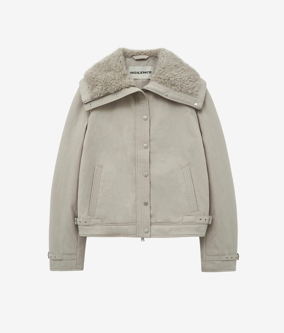 인사일런스 퍼 카라 자켓 그레이 베이지 M 상품이미지1