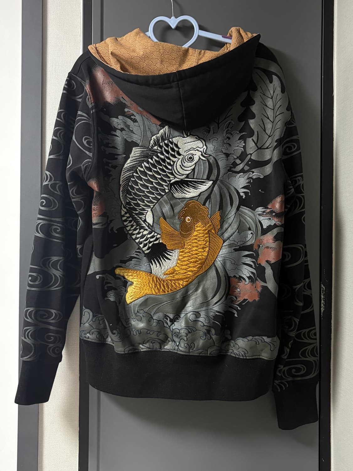 오리엔탈 잉어 자수 후드 집업 상품이미지2