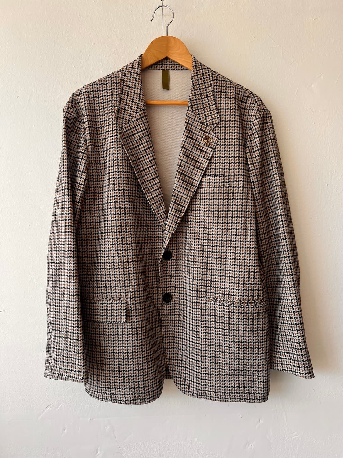 커스템멜로우 남성 베이지 하운드투스체크 간절기자켓 105 상품이미지2