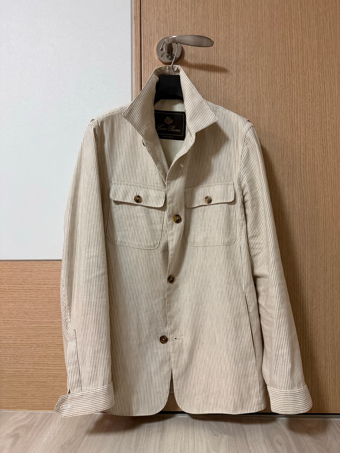 로로피아나(Loro Piana) 린넨 코튼 혼방 스트라이프 사파리 재킷 상품이미지1