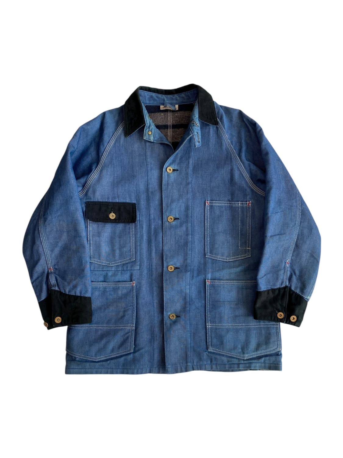 샌포라이즈드 플랭킷 안감 데님 커버올 자켓 상품이미지1