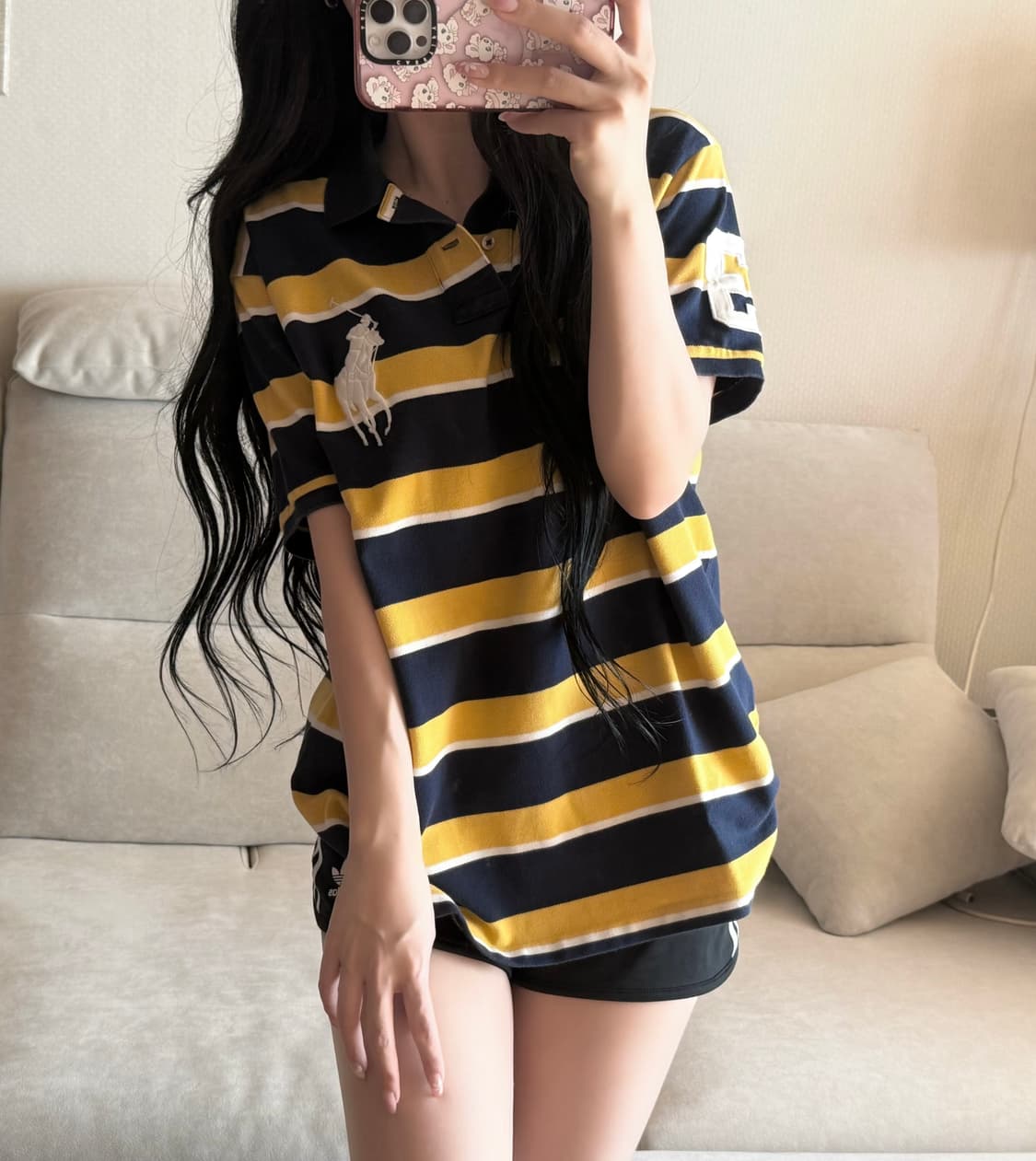 폴로 랄프로렌 빅포니 꿀벌 옐로우 네이비 반팔 상품이미지1