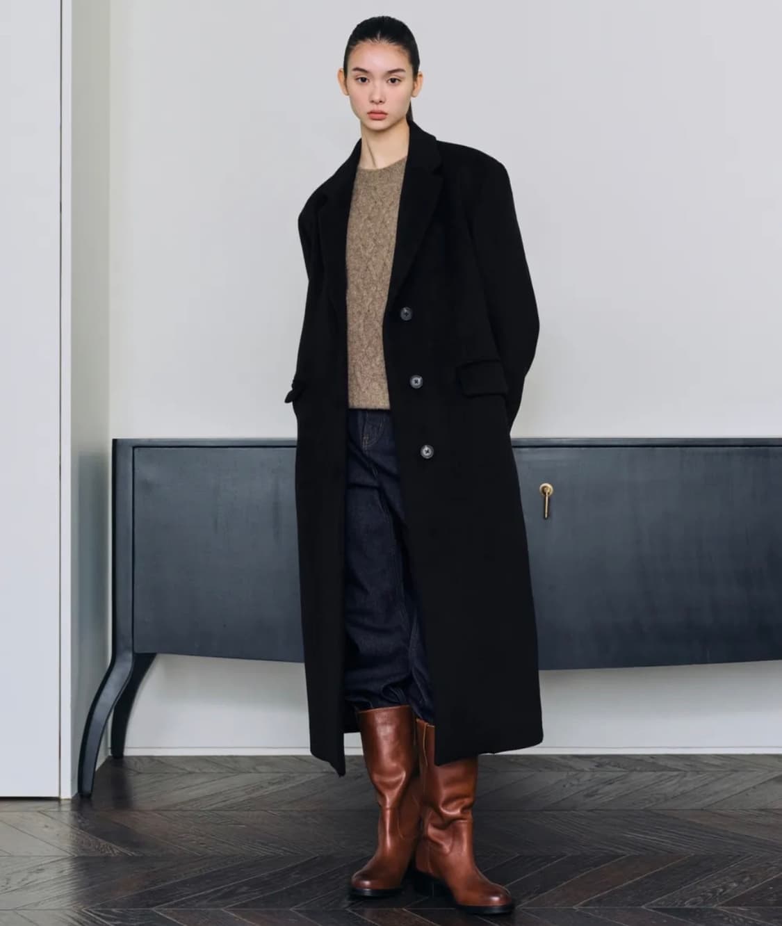 무신사 스탠다드 우먼 캐시미어 싱글 코트 블랙 상품이미지1