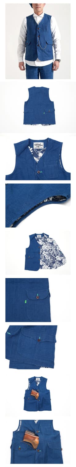 [WAC] Indigo Hemp Game VEST (Indigo) 상품이미지4