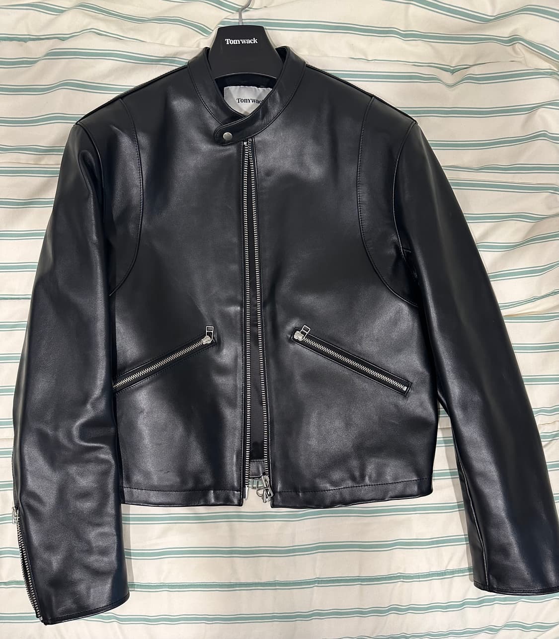 토니웩 레더 카프 레이서 블루종 자켓  L 사이즈 상품이미지9